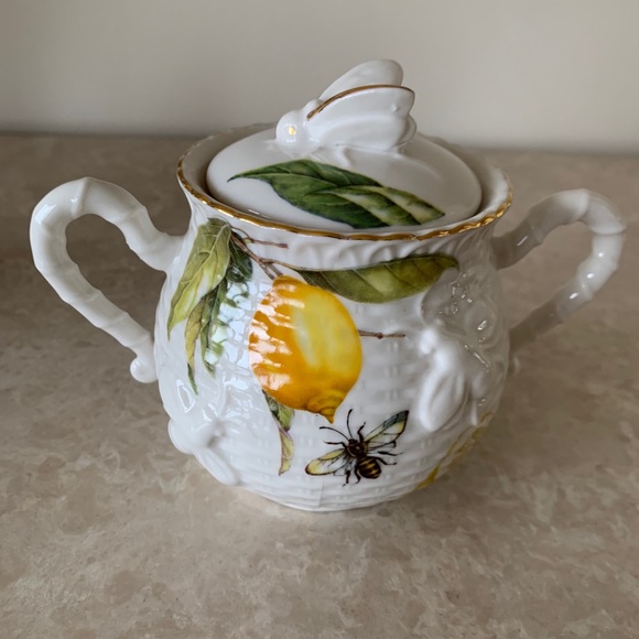 Grace Teaware Lemon Butterfly Bees Creamer & Sugar Bowl Set - Picture 7 of 9